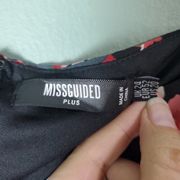Missguided Plus Womens Floral Square Neck Ruffle Midi Dress Size 20 - Picture 3 of 7